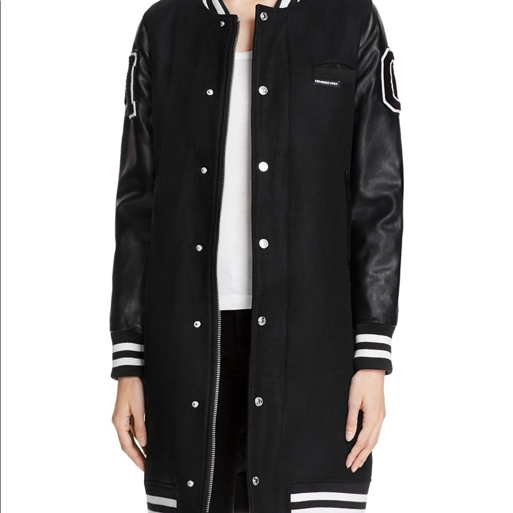Mid length Members only varsity jacket
